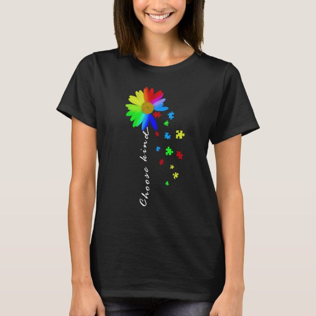 Blumengrafik Autismus Bewusstsein Daisy Blume Puzz T-Shirt (Vorderseite)