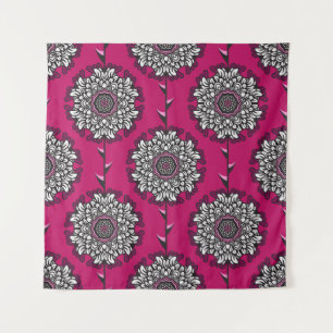 Blumengrafik Blumen Rosa Nahtlos Wandteppich