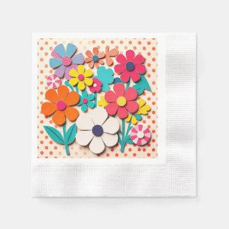 Blumengrafik-Cutouts der 60er Jahre Serviette