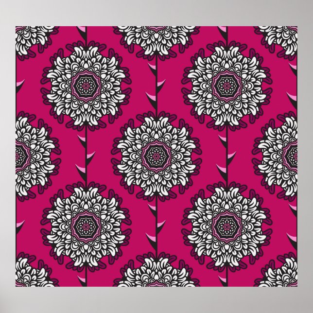 Blumengraphische Blume rosa Nahtlos Poster (Vorne)