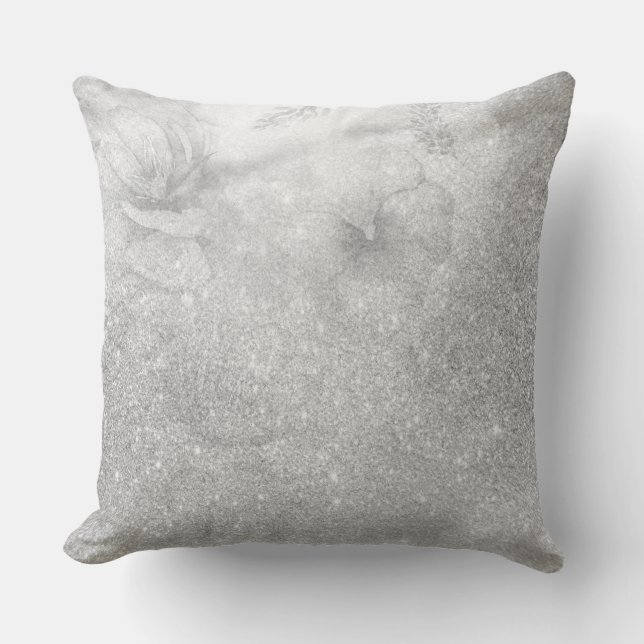 *~* Blumengrau neutraler Glitzer Grau Kissen (Vorderseite)
