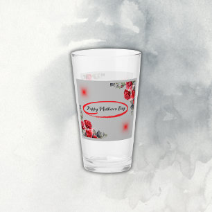 Blumengrau und Rot zum Muttertag Glas