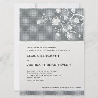 Blumengrau und Weiß auf Metallischem Eis Einladung