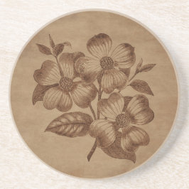 Blumengravur auf gealtertem Papier Getränkeuntersetzer