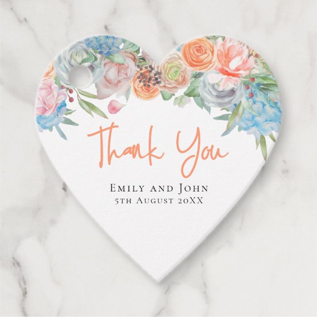 Blumengrenze Danke, dass ihr die Nachricht Hochzei Geschenkanhänger (Vorderseite)