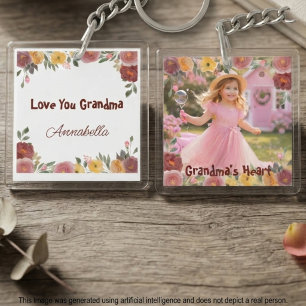 Blumengroßmutter-Foto – Andenken-Geschenk Schlüsselanhänger