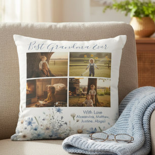Blumengroßmutter-Fotocollage – Geschenk für Sie Kissen
