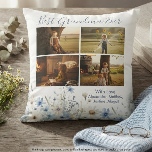 Blumengroßmutter-Fotocollage – Geschenk für Sie Kissen