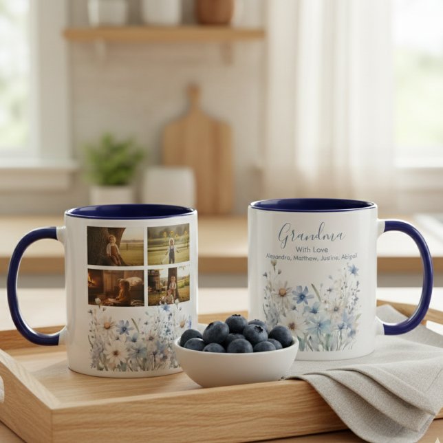 Blumengroßmutter-Fotocollage – Geschenk für Sie Tasse (Wildflower photo collage grandma mug)