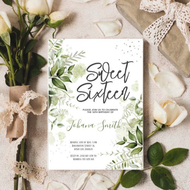 Blumengrün 16 . Geburtstag Einladung zum Geburtsta (Von Creator hochgeladen)