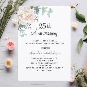 Blumengrün 25 Jahre Hochzeit Einladung