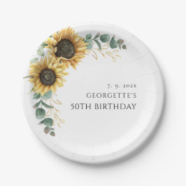 Blumengrün 50. Geburtstag Pappteller