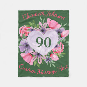 Blumengrün 90. Geburtstagsblanket für Frauen Fleecedecke