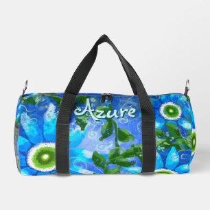 Blumengrün-Abstrakte blaugrüne Blume Personalisier Duffle Bag