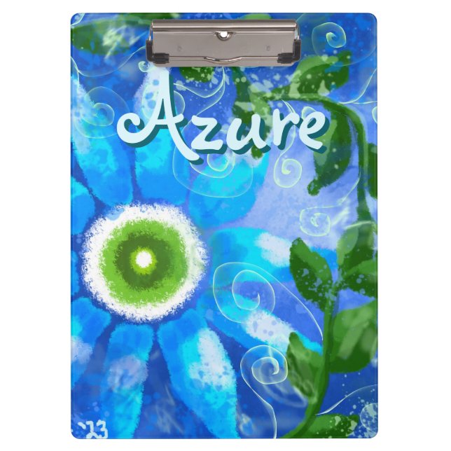 Blumengrün-Abstrakte blaugrüne Blume Personalisier Klemmbrett (Vorderseite)