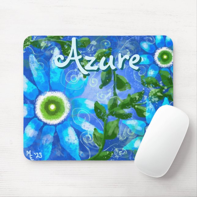 Blumengrün-Abstrakte blaugrüne Blume Personalisier Mousepad (Mit Mouse)