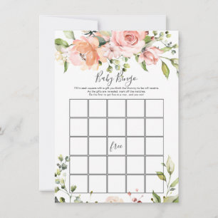 Blumengrün Baby Dusche Bingo Game Einladung