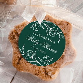 Blumengrün-Babydusche Runder Aufkleber