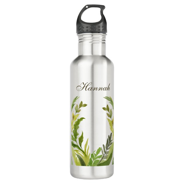 Blumengrün Beruflich Trendy Minimalistisch Edelstahlflasche (Vorderseite)