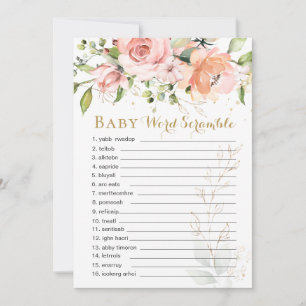 Blumengrün Blätter Baby Word Scramble Game Card