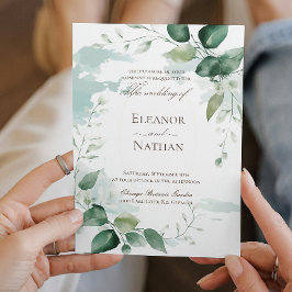 Blumengrün Blätter Hochzeit Einladung