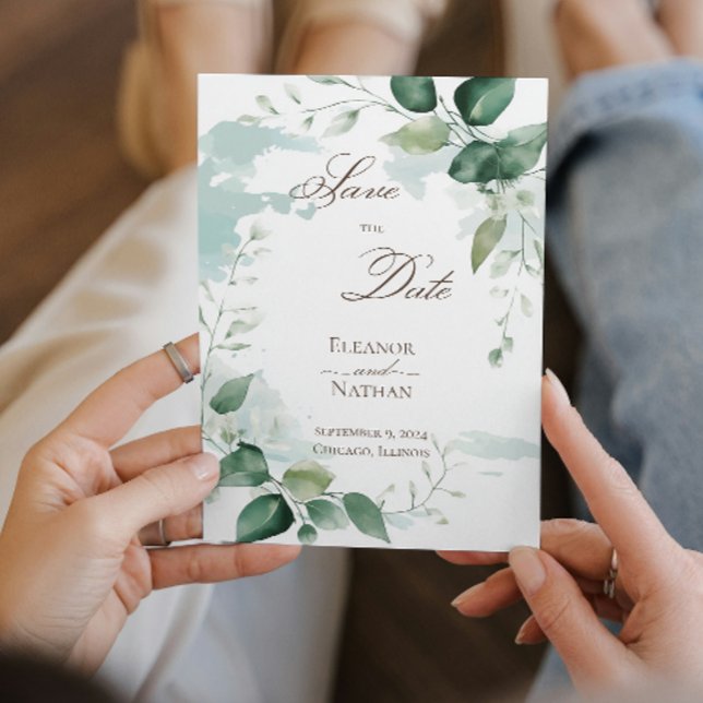 Blumengrün Blätter Sommer Save the Date Einladung (Von Creator hochgeladen)