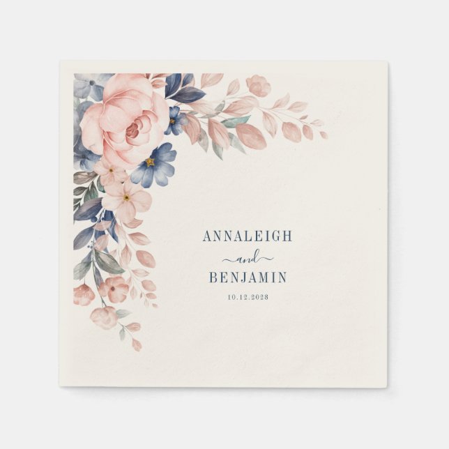 Blumengrün Botanisches Hochzeitspapier Serviette (Vorderseite)