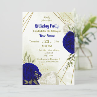 Blumengrün der königsblauen Blume Geburtstag Einladung