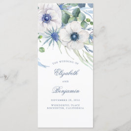 Blumengrün Dusty Blue Garden Hochzeitsprogramme Programm