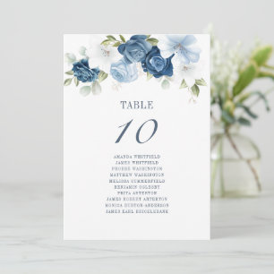 Blumengrün-Dusty-Blue-Hochzeits-Sitzkarte Einladung