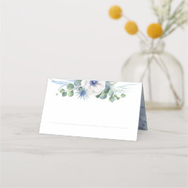 Blumengrün Elegant Dusty Blue Wedding Platzkarte