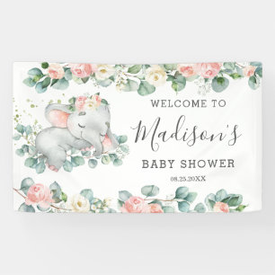 Blumengrün Elephant Baby Shower Girl Willkommen Banner