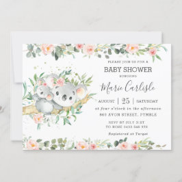 Blumengrün Eucalyptus Koala Baby Shower Girl Einladung