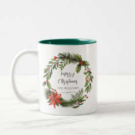 Blumengrün Familie Weihnachten Zweifarbige Tasse