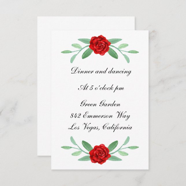 Blumengrün Foliage Hochzeitskarte (Vorne/Hinten)