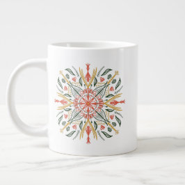 Blumengrün Gelb Orange Bohemische Kunst Jumbo-Tasse