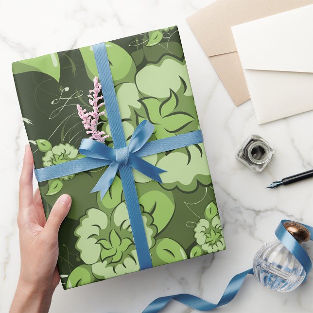 Blumengrün Geschenkpapier (Von Creator hochgeladen)