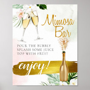 Blumengrün Gold Bridal Brunch Mimosa Bar Sign Poster