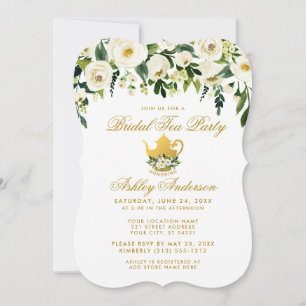 Blumengrün Goldbridal Tee Party Einladung
