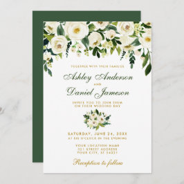 Blumengrün-goldene Hochzeit Einladung GB