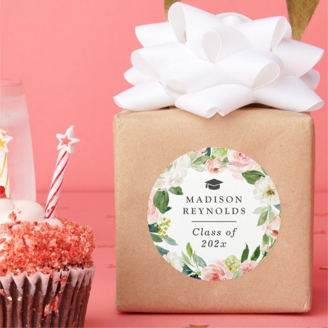 Blumengrün Grad Party Abschluss Celebration Runder Aufkleber (Party)