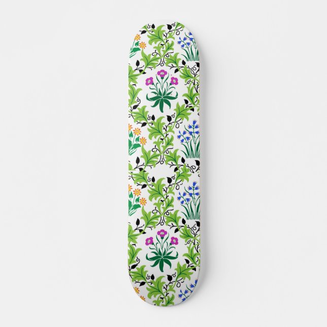 Blumengrün-Hintergrund-Muster-15232 Skateboard (Vorne)