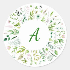 Blumengrün-Hochzeitsticker Runder Aufkleber