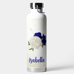 Blumengrün in Königsblau Trinkflasche