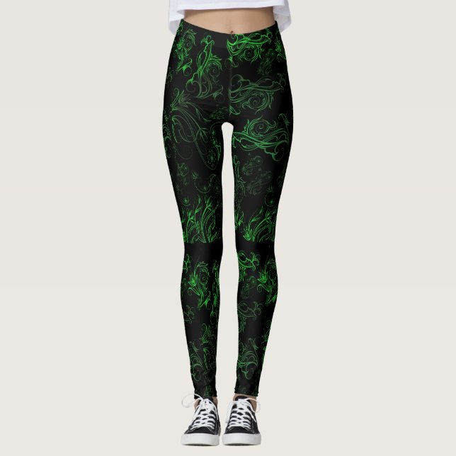 Blumengrün-Leggings Leggings (Vorderseite)