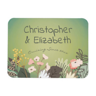 Blumengrün-Monogramm-Kreuzfahrtschiff-Türsucher Magnet