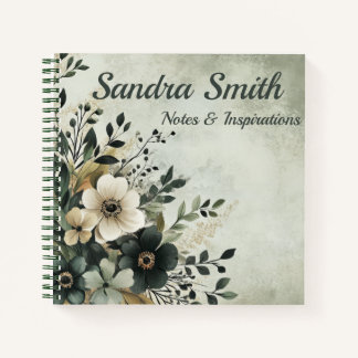 Blumengrün-Notebook für Wasserfarben - Personalisi Notizbuch