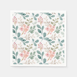 Blumengrün Pfirsichfarben Blume Geburtstagsdusche  Serviette