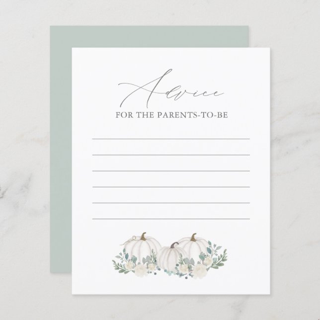 Blumengrün Pumpkin Baby Duschberatungskarte (Vorne/Hinten)