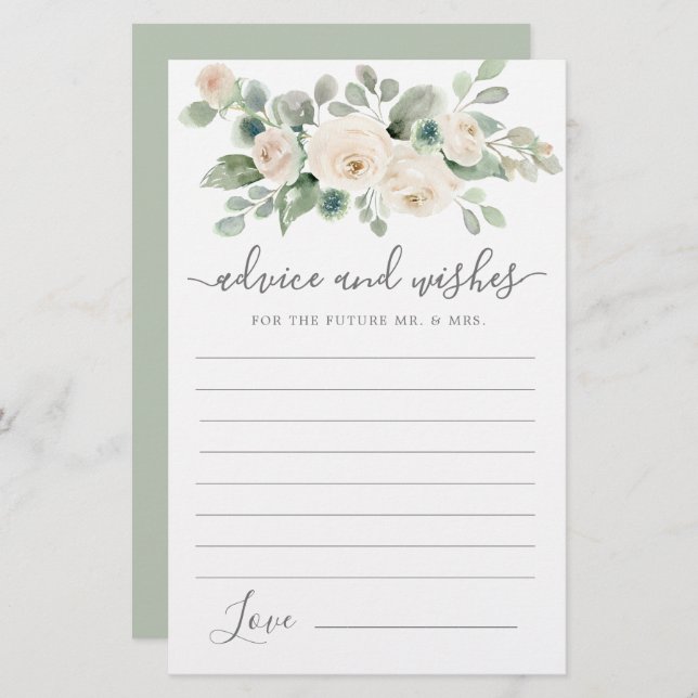 Blumengrün-Ratschläge und Wünsche Karte (Vorne/Hinten)
